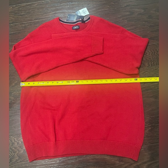 Chaps Knit Pullover Sweater Long Sleeve Red Men Size 3XB Cotton Logo NEW Holiday - Picture 4 of 9